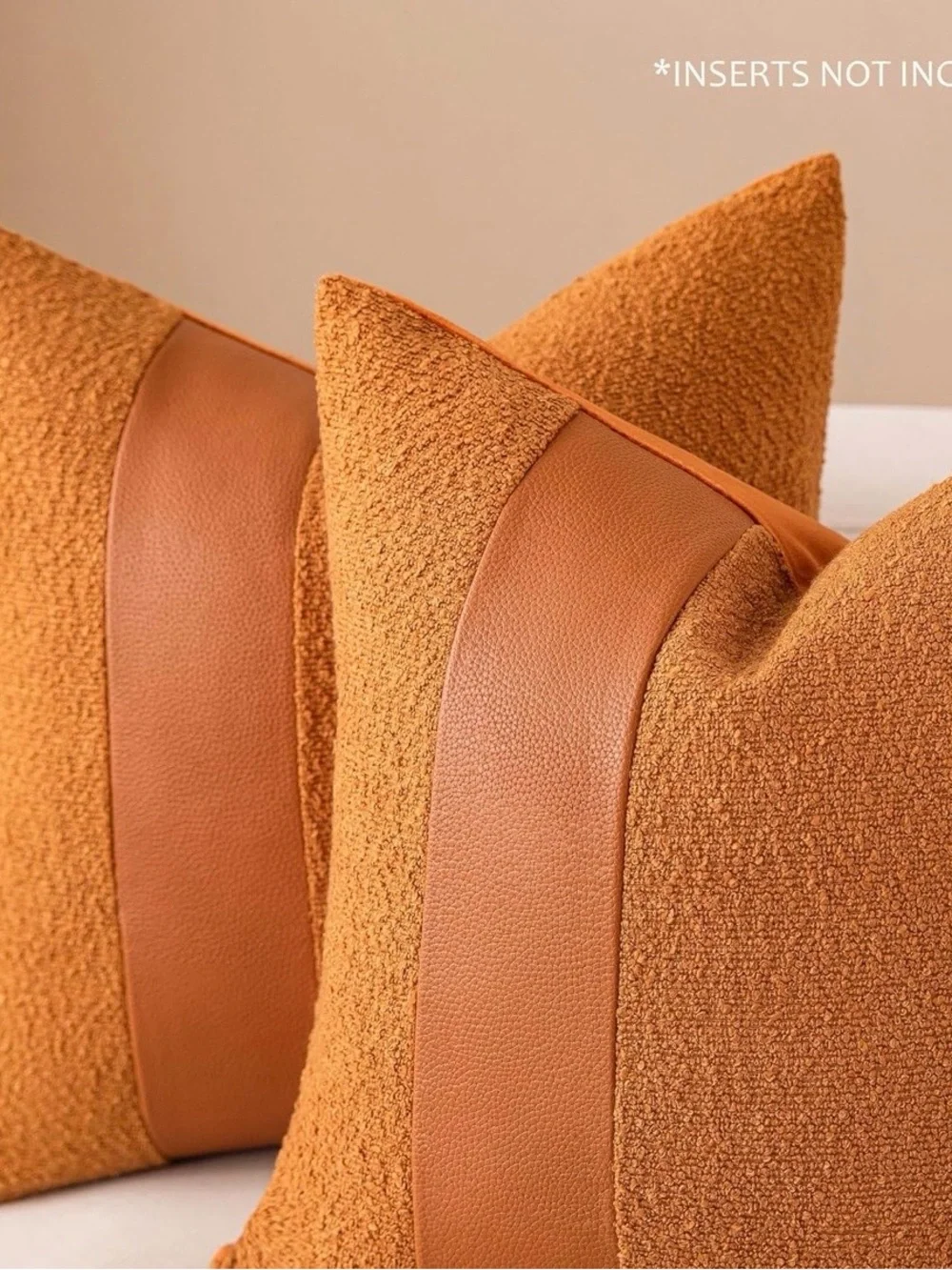 Tufted Bouclé Accent Pillow  Covers Pair in Tobacco